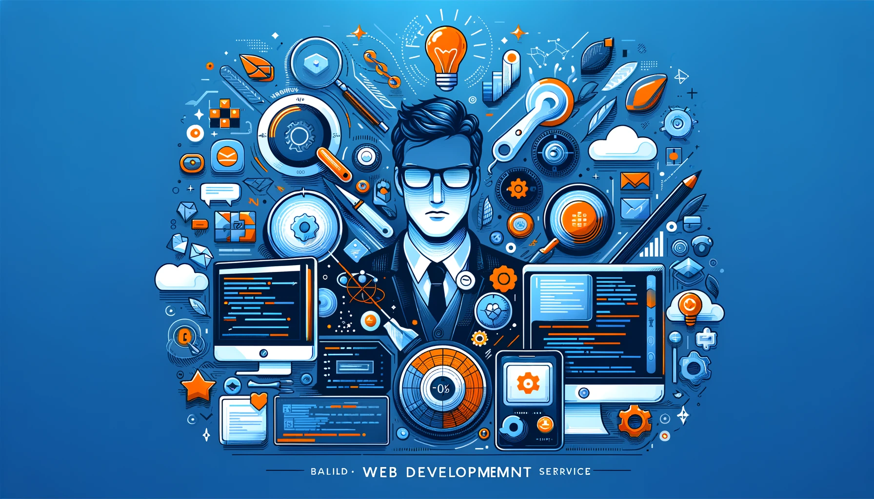 DALL·E 2024-03-01 13.07.28 - Create a wide image suitable for a web development service advertisement banner, emphasizing a modern and clean design. The image should integrate sha